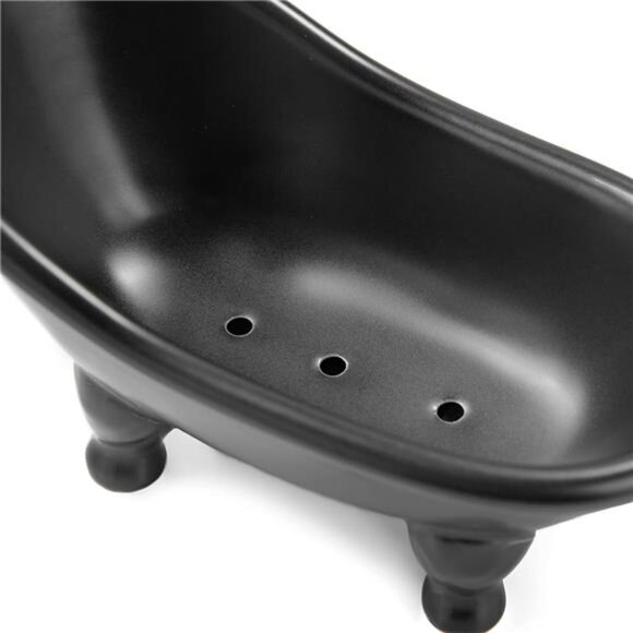 Black Ceramic Mini Bathtub Soap Dish Small Planter Makeup Organizer Holder - Picture 6 of 7